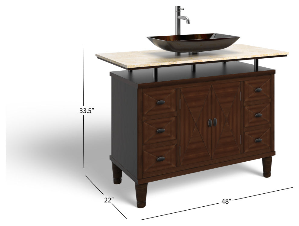 Woodard Bathroom Vanity, Single Sink, 48", Brown, Freestanding