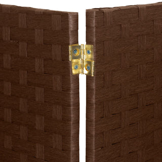 3 ft. Short Woven Fiber Room Divider 4 Panel Dark Mocha