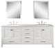 Aberdeen 84" White Double Sink, Quartz Top