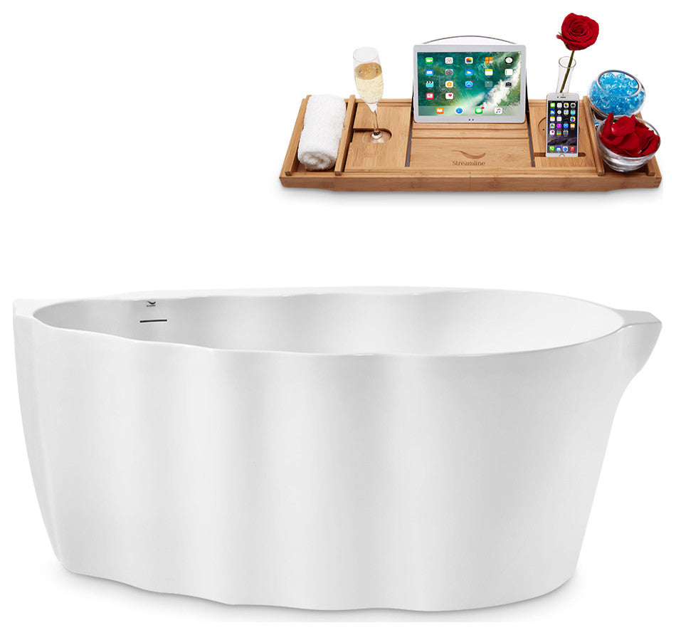 59" Streamline Freestanding Tub and Tray With Internal Drain
