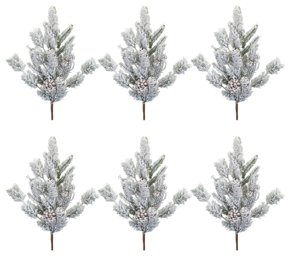 Snowy Mix Pine Spray, 6-Piece Set