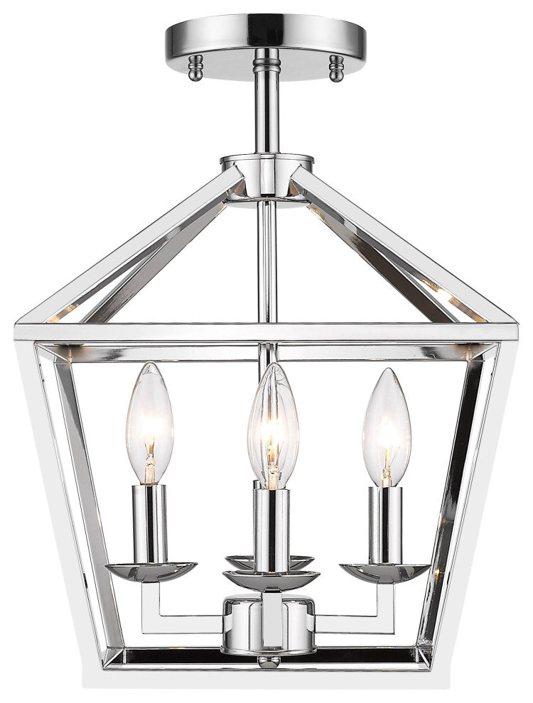 Shiny Nickel Cage Flushmount, Candle Light