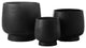 Round Ceramic Pot on Flared Base Design Matte Black Finish, Set of 3