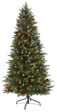 6' Snow Tipped Portland Spruce Faux Xmas Tree W/ Berries & Pinecones W/Lights