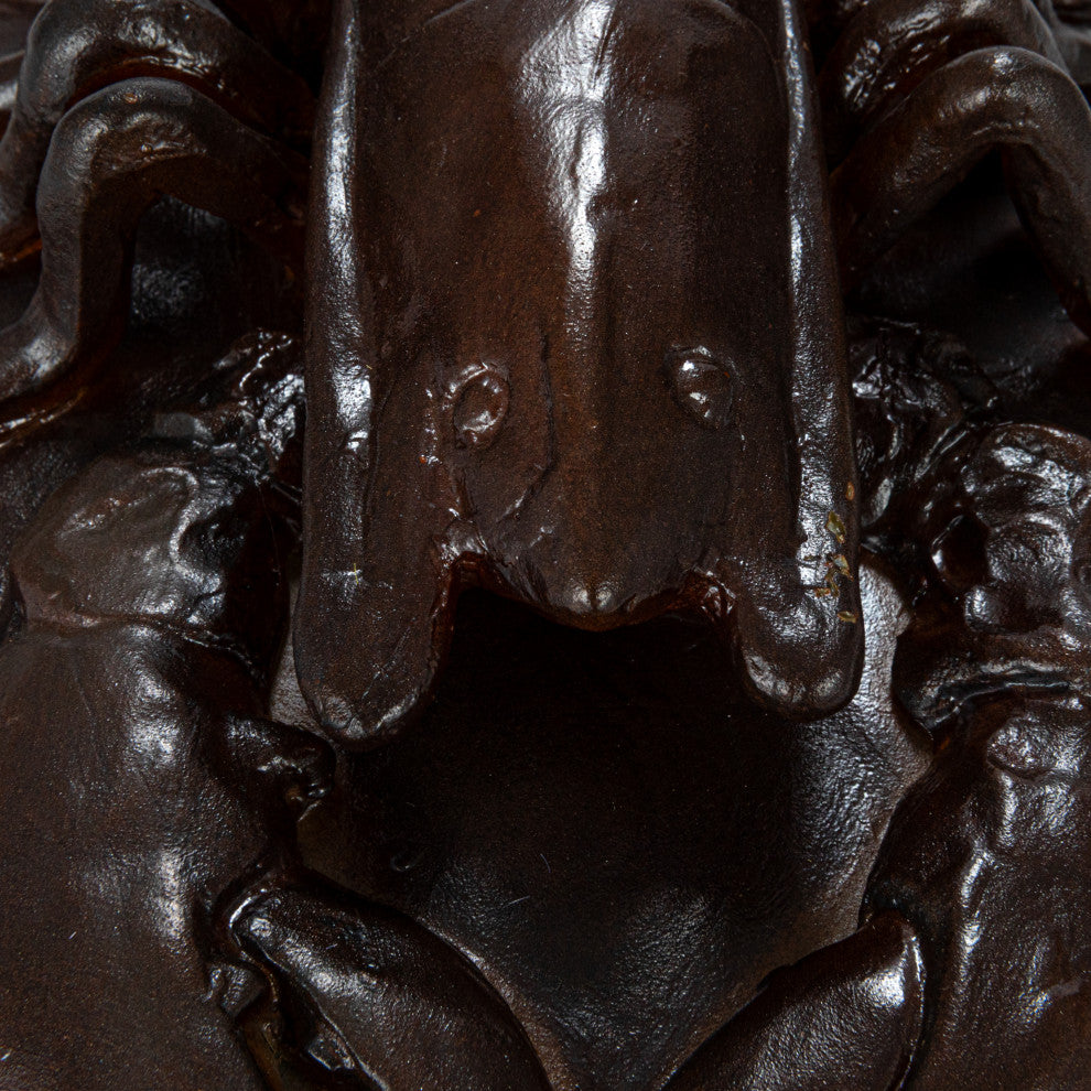 Matte Stoneware Baker With Lobster Design, Brown