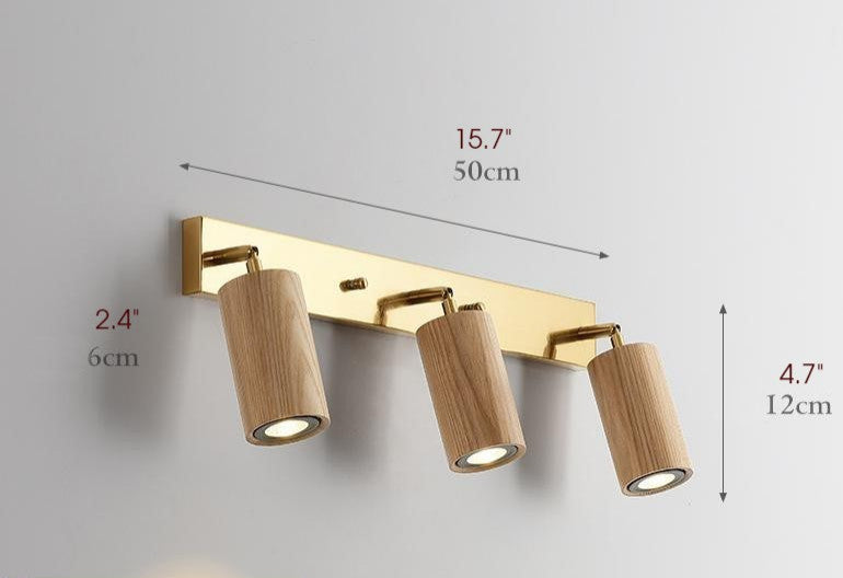 Sevilla | Creative Cylinder Wooden LED Wall Lamp, Light Wood, 3 Heads