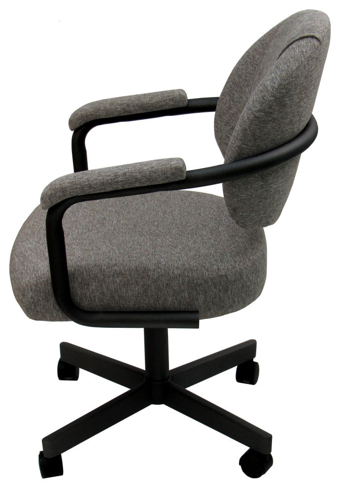 Set of 4, M-70 Swivel Tilt Dining Caster Chairs, Mojave Gray on Black Chairs