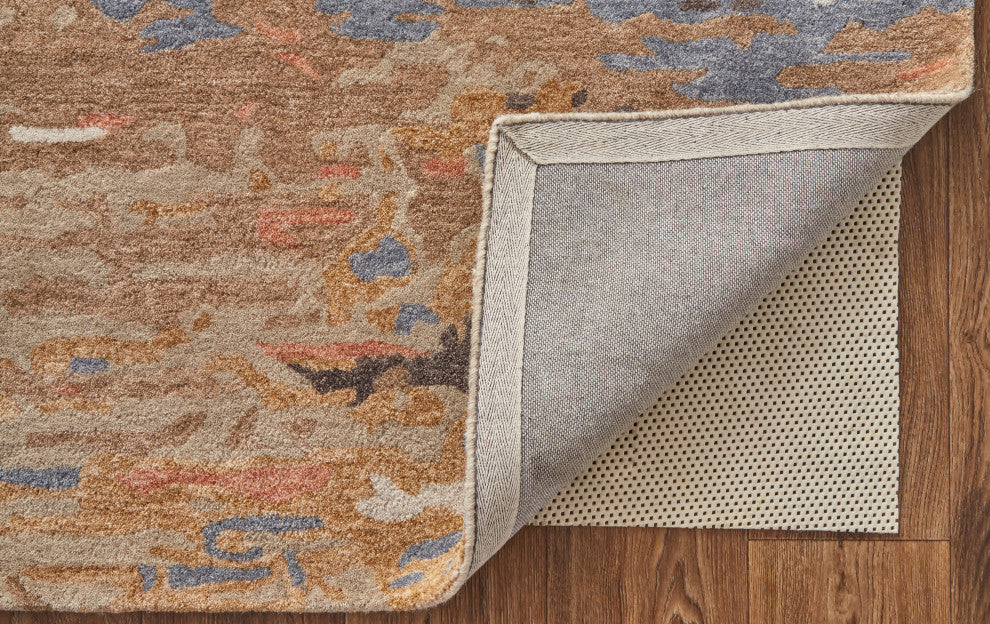 Weave & Wander Everley Wool Rug, Warm Beige/Blue, Rug, Beige, 9'x12'