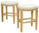 GDF Studio Jaeden Contemporary Studded Backless Stools, Set of 2, Beige Fabric Counter Height