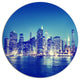 New York City Night Panorama, Cityscape Wall Disc Metal Wall Art, 23"