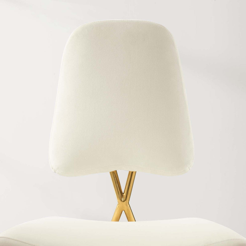 Counter Stool Chair, Set of 2, Velvet, Metal, Ivory White, Modern, Bar Pub