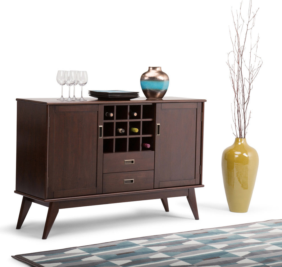 Draper Mid Century Sideboard Buffet and Wine Rack
