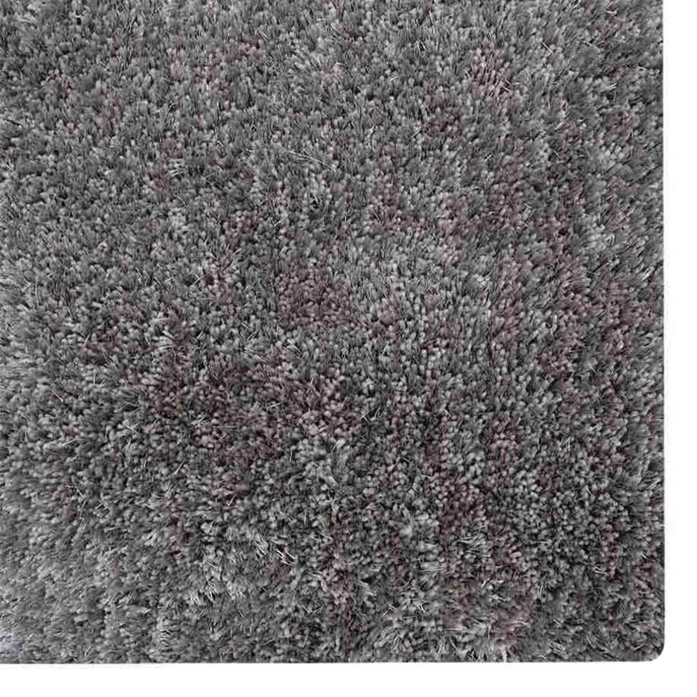 HAND TUFTED SHAG POLYESTER ECO-FRIENDLY AREA RUGS, Silver Color, Solid Design