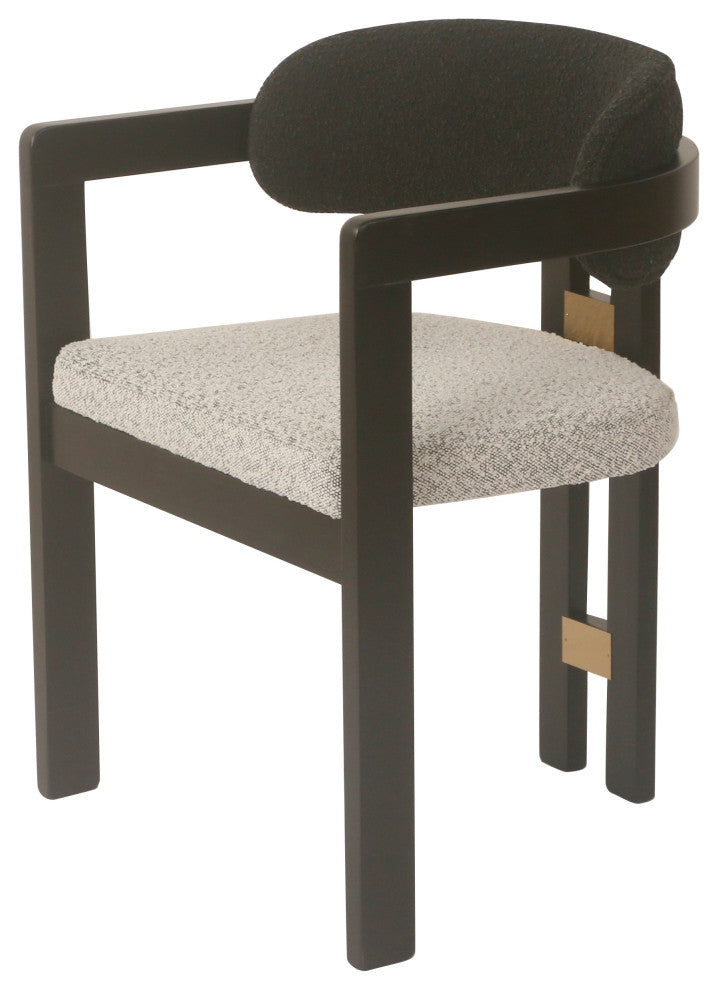 Conan Wood Dining Armchair Chair, Black and White