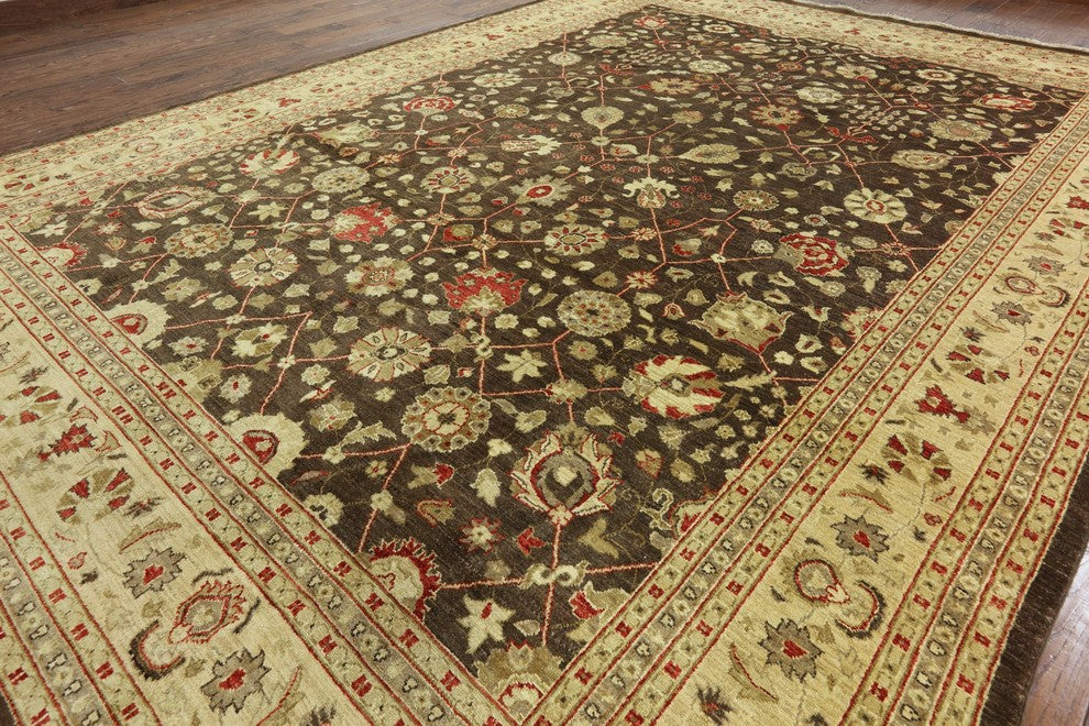 Peshawar Chobi Quality Hand-Knotted Oriental Wool Rug, 10'x14'