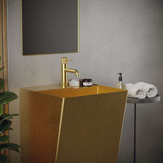 Karran Cinox Stainless Steel Rectangular Pedestal Sink, Gold