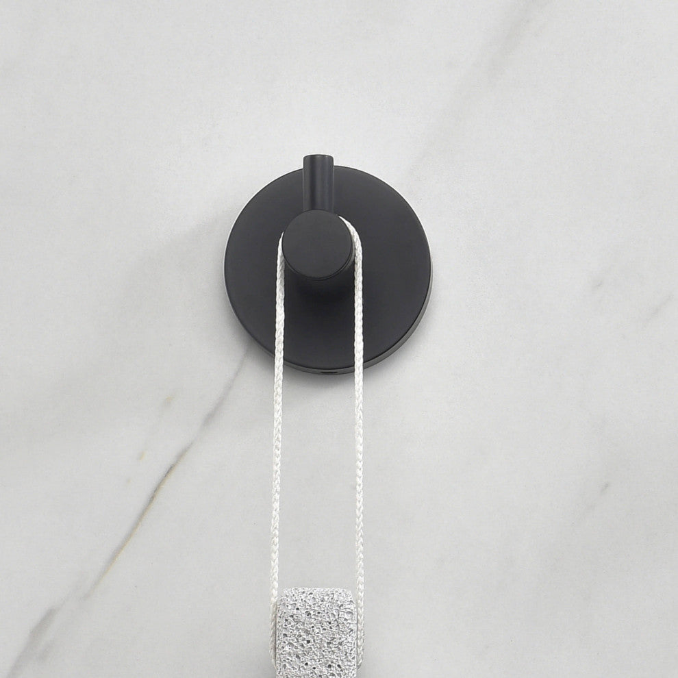 Circular Bathroom Towel & Robe Hook 2 Count, Matte Black