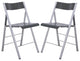 LeisureMod Menno Stackable Dining Folding Chair, Clear, Set of 2, Black