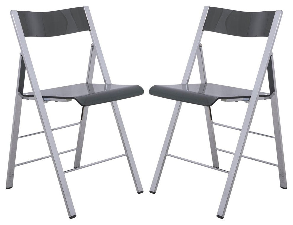 LeisureMod Menno Stackable Dining Folding Chair, Clear, Set of 2, Black