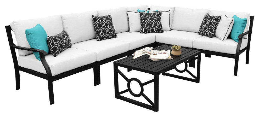 kathy ireland Madison Ave. 7 Piece Aluminum Patio Furniture Set 07b, Alabaster