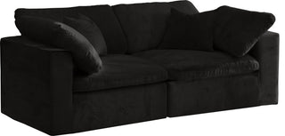 Cozy Velvet Upholstered Comfort 2-Piece Modular Sofa, Black