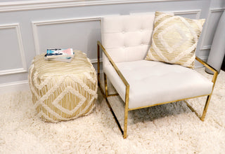 Pasargad Home Grandcanyon Cotton Pouf, Ivory