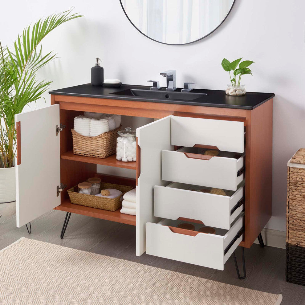 Energize 48" Bathroom Vanity, Cherry White Black