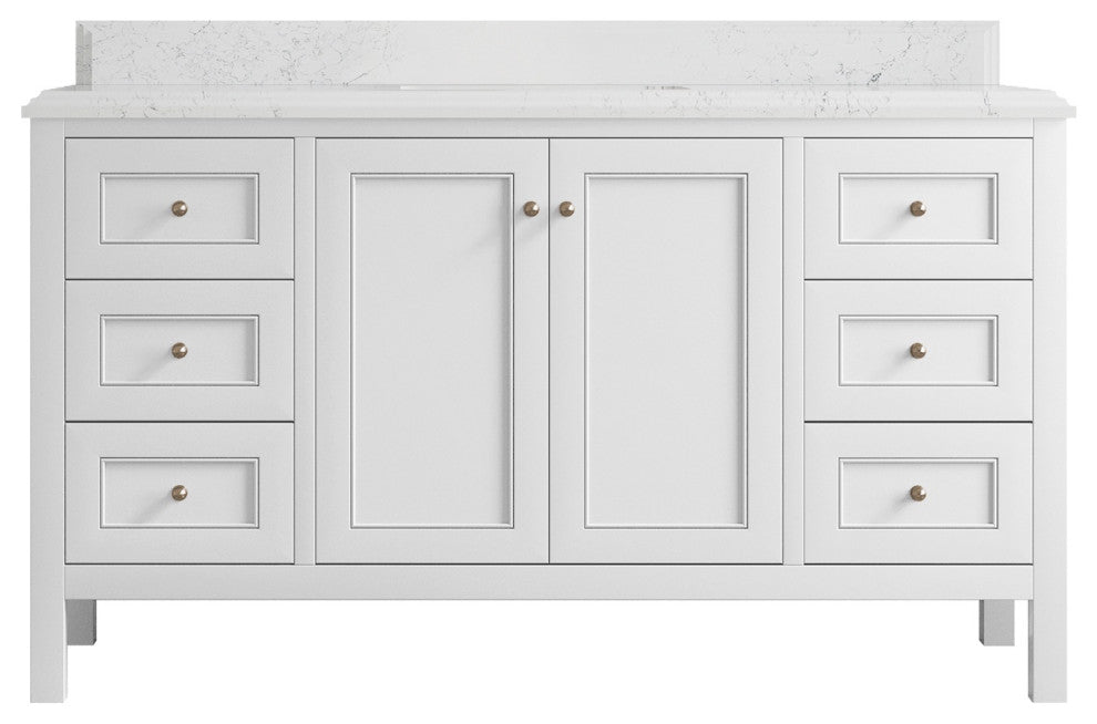 Nashville 60" Single Bathroom Vanity, White 1.5" Empira Quartz