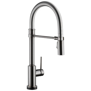 Delta Trinsic Spring Spout Kitchen Faucet With Touch2O, Black Stainless