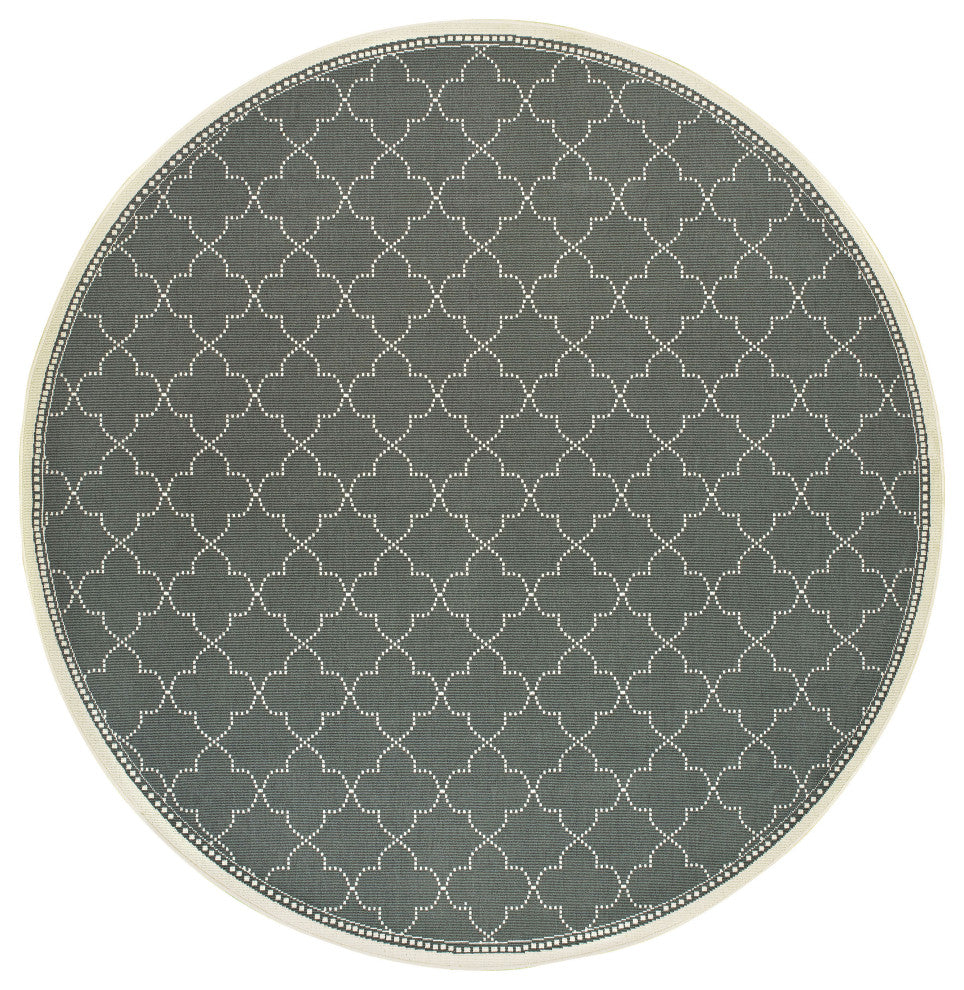 Oriental Weavers Marina Grey/ Ivory Geometric Indoor/Outdoor Rug 7'10" RND