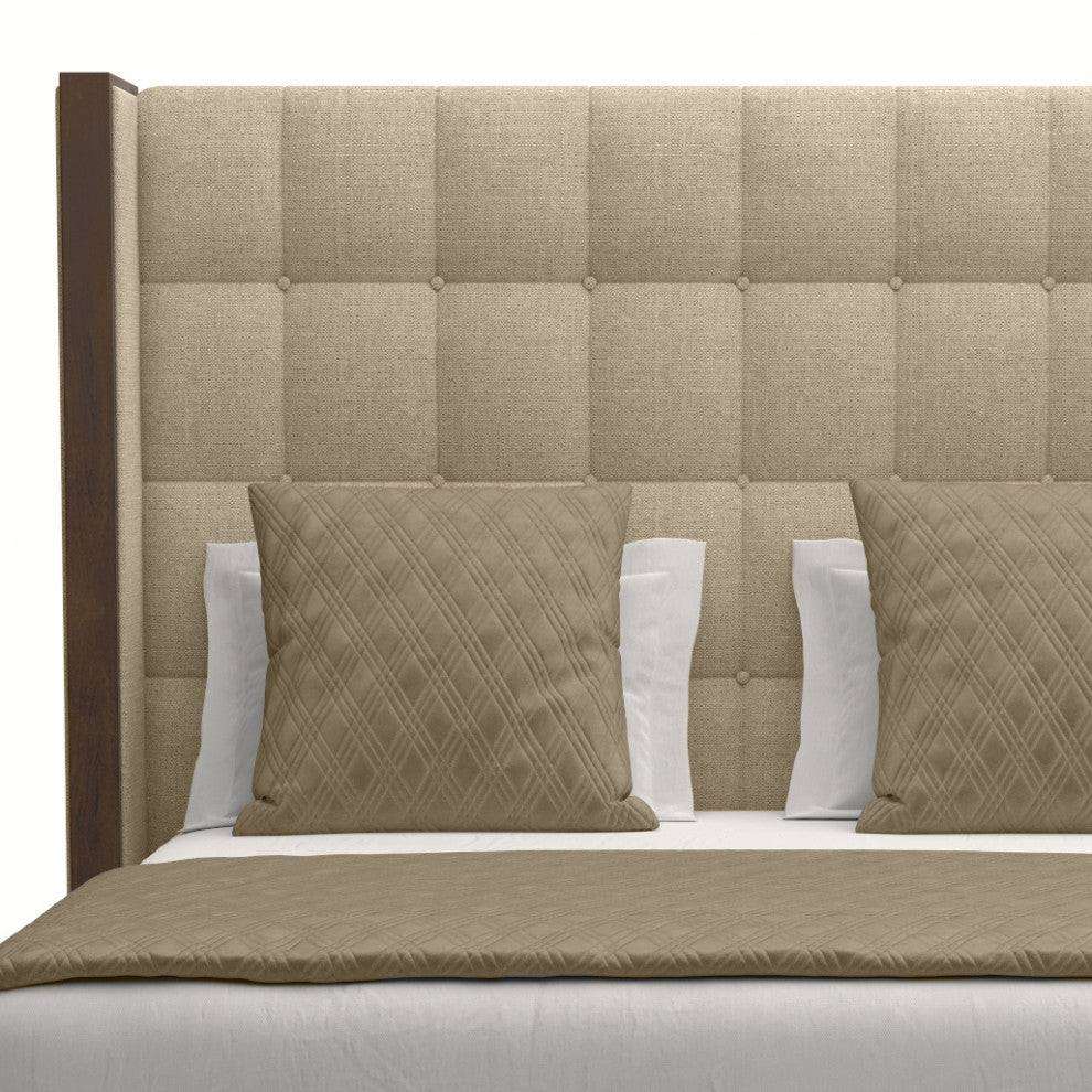 Nativa Interiors Irenne Box Tufted Bed, Flax, Queen, Medium 67"