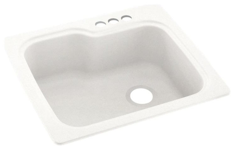 Swan 25x22x9 Solid Surface Kitchen Sink, 3-Hole, Tahiti Ivory