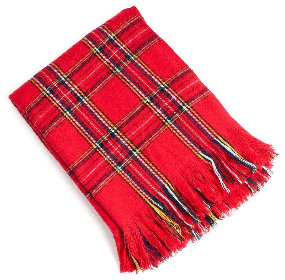Plaid Design Throw, Red