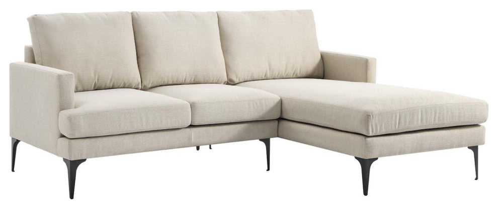 Sectional Sofa Couch, Beige, Fabric, Lounge Living