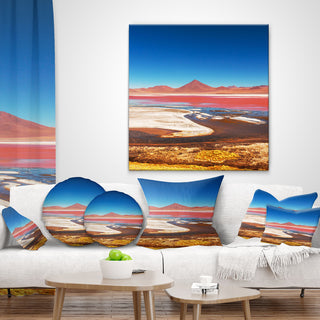 High Mountains in Bolivia Landscape Wall Throw Pillow, 18"x18"