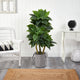 5' Bird Nest Faux Tree, Handmade Black/White Natural Jute and Cotton Planter