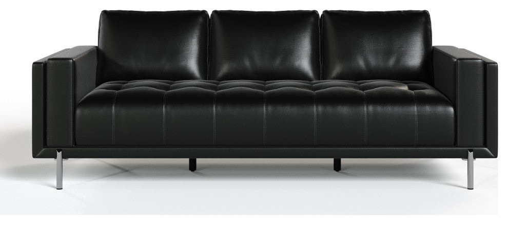 Divani Casa Schmidt Modern Black Leather Sofa