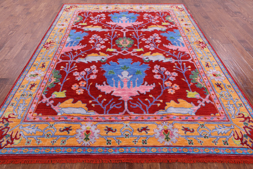 8' 0" X 9' 10" Turkish Oushak Hand-Knotted Wool Rug - Q15389