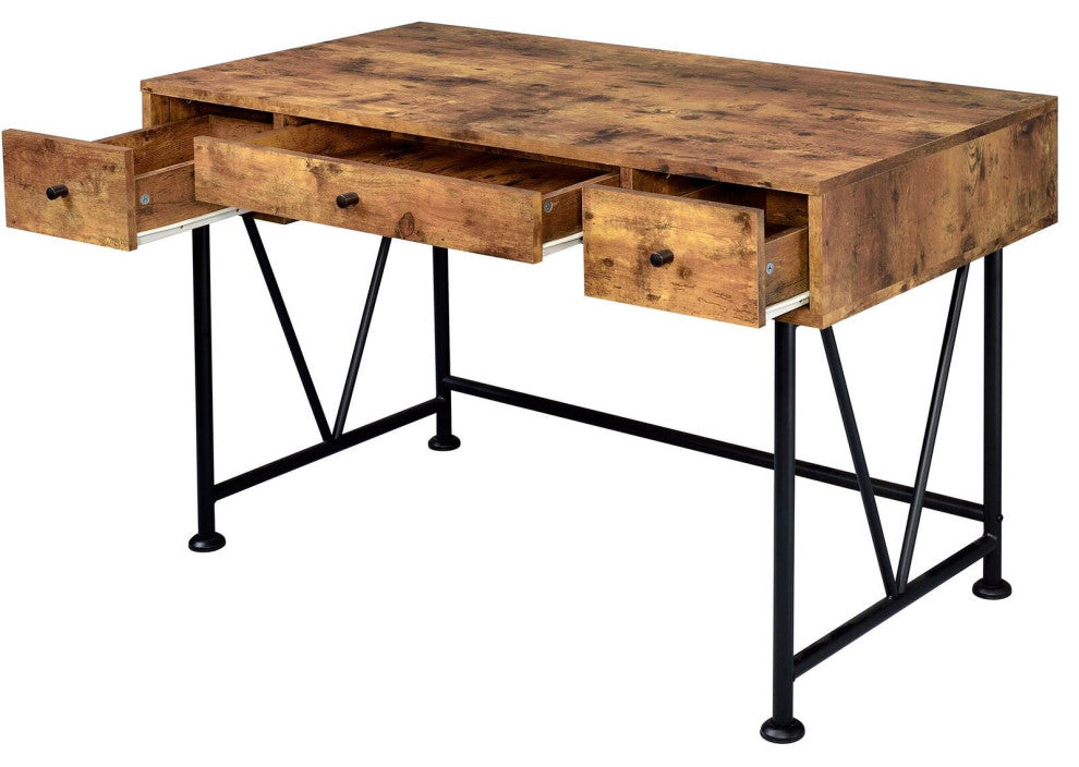 3-Drawer Writing Desk, Antique Nutmeg and Black