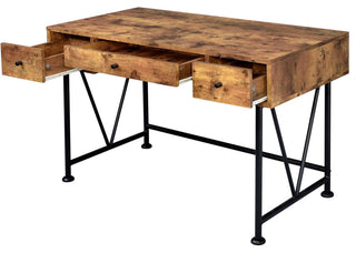 3-Drawer Writing Desk, Antique Nutmeg and Black