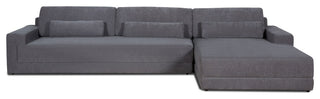 Divani Casa Loki Modern Grey Fabric Right Facing Sectional Sofa