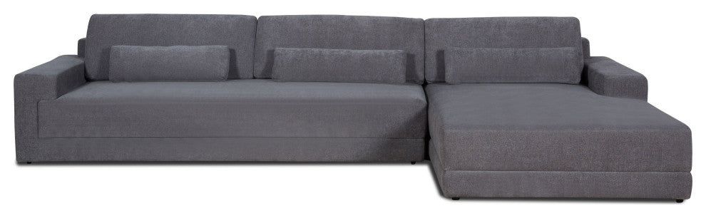 Divani Casa Loki Modern Grey Fabric Right Facing Sectional Sofa