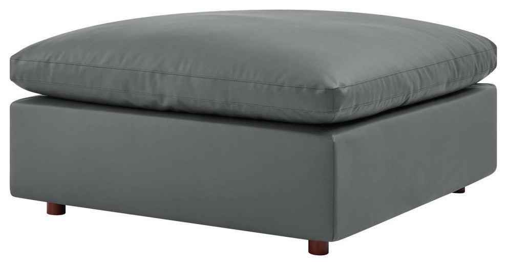 Sectional Sofa Set, Faux Vegan Leather, Gray, Modern, Lounge Hospitality