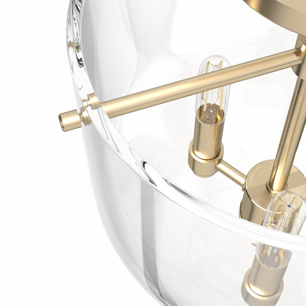 Sacha Alturas Gold 3 Light Flush Mount Ceiling Light Fixture