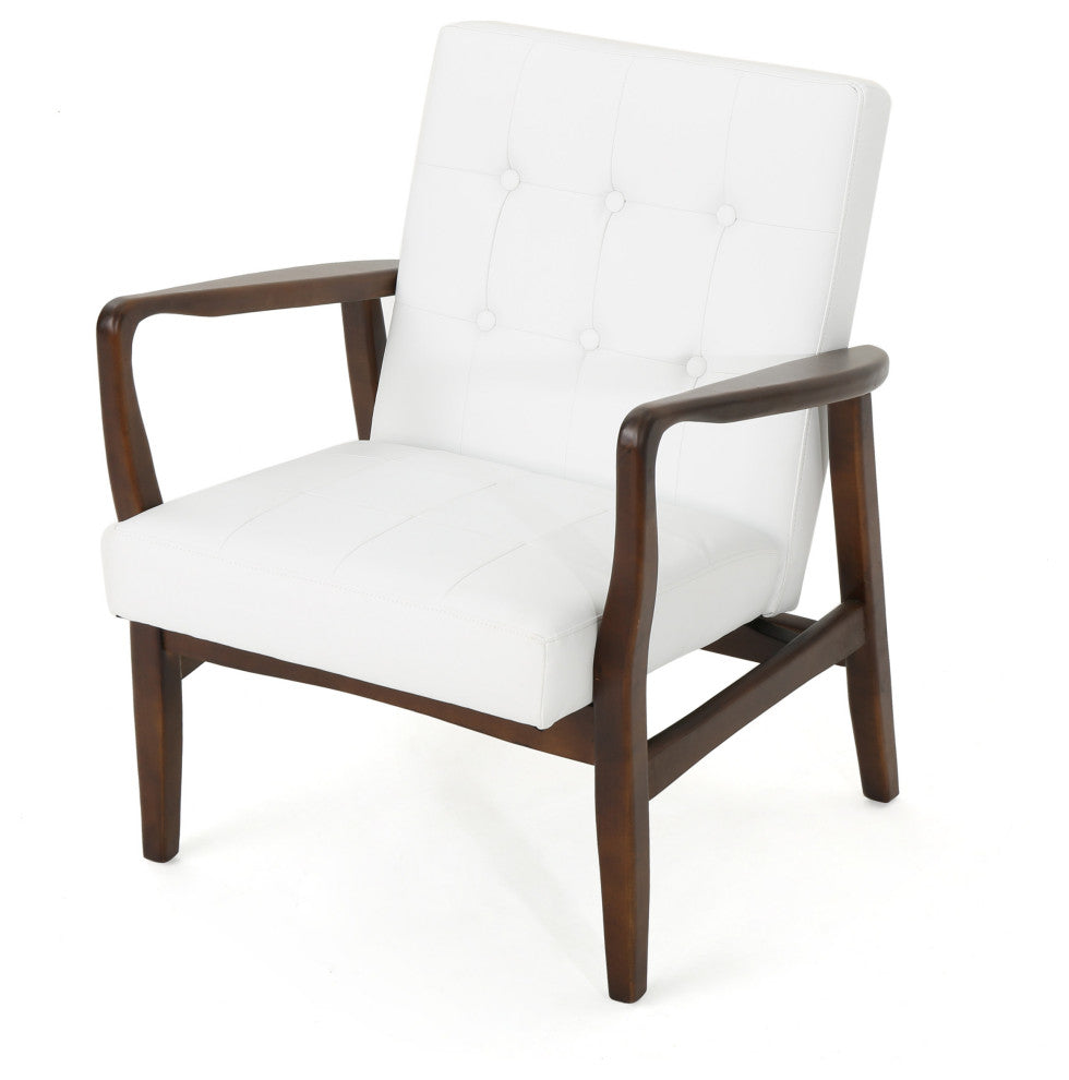 GDF Studio Callisto Mid Century Modern Fabric Club Chair, White