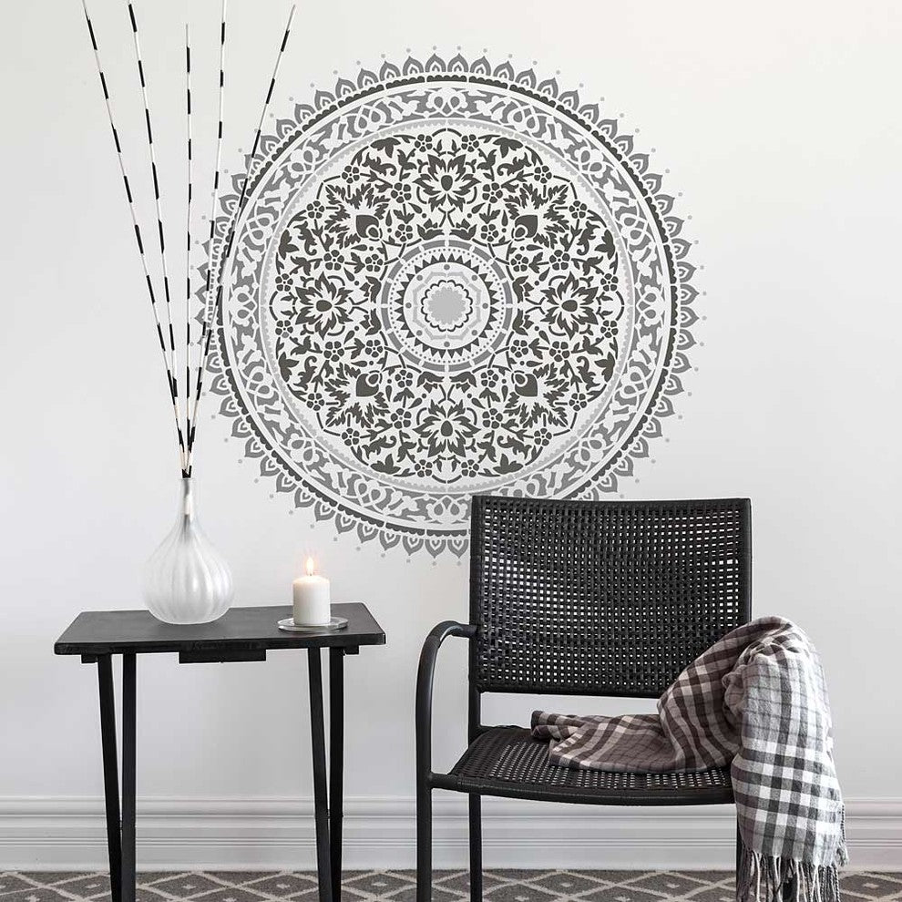 Mandala Stencil Kashmir, Trendy, Easy Wall Stencils For DIY Home Decor, 18"