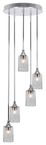 Empire 5-Light Cluster Pendalier, Chrome/Smoke Bubble