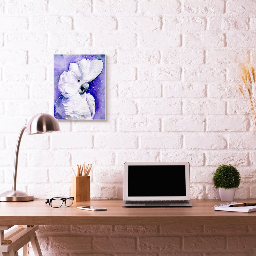 Space Bird Watercolor Animal Purple Painting, 13"x19"