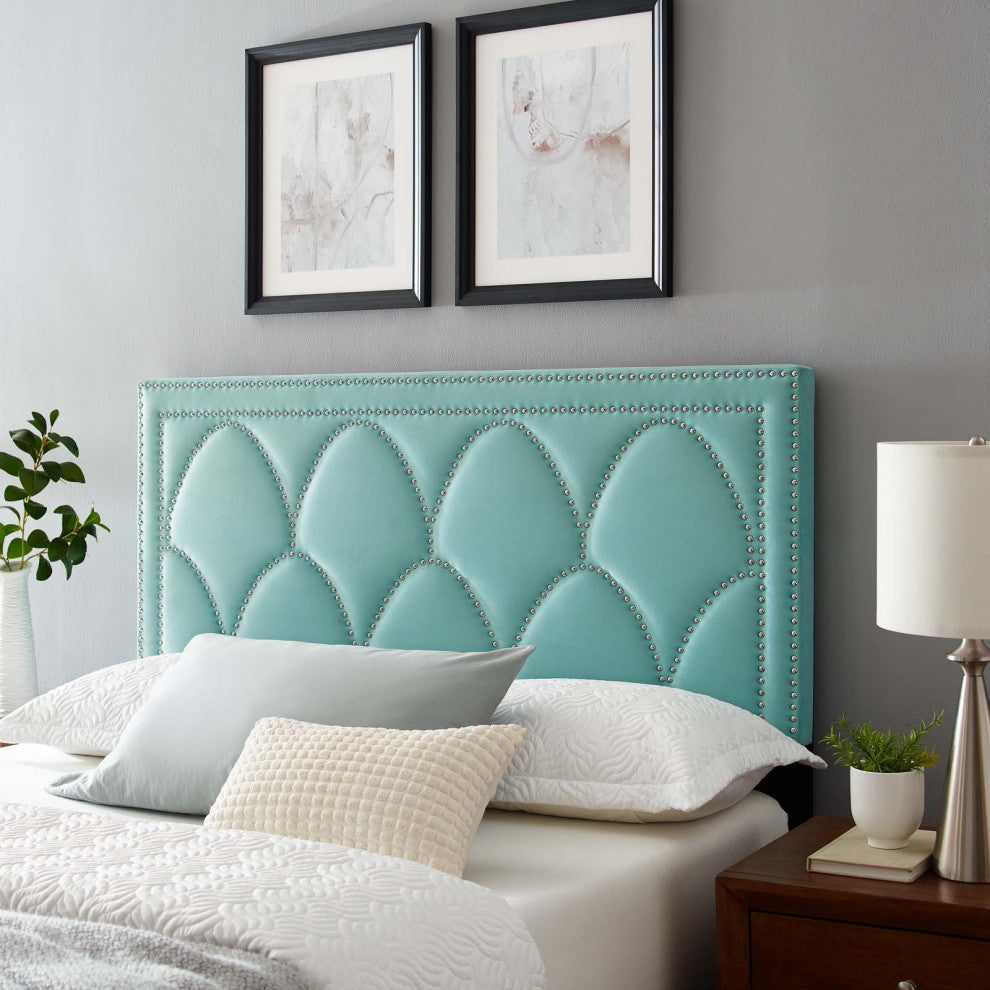 Greta Performance Velvet Twin Headboard, Mint