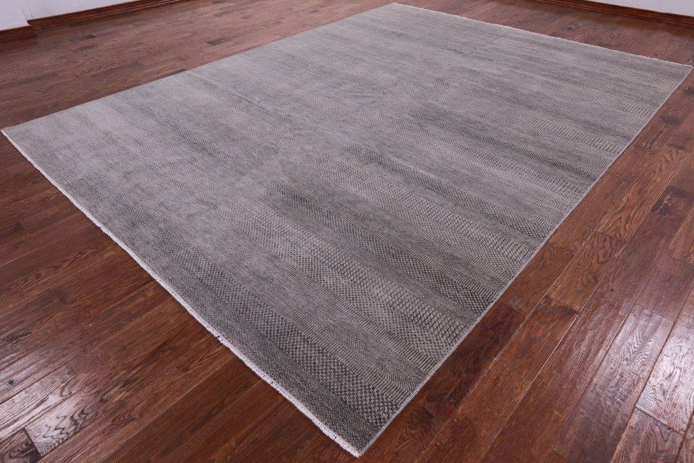 9' 0" X 12' 3" Gabbeh Savannah Grass Handmade Wool and Silk Rug Q6731